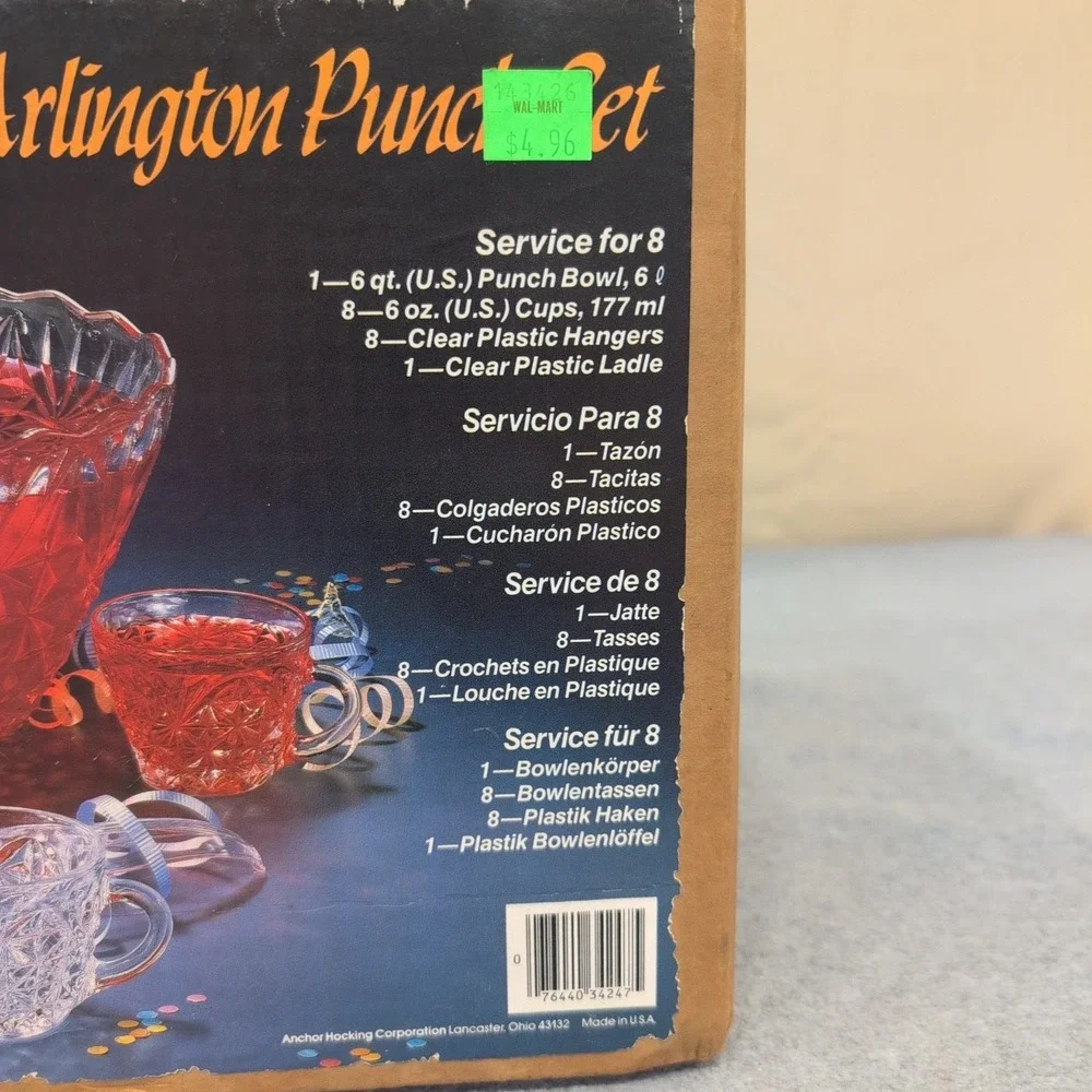 Anchor Hocking Arlington 18 Piece Punch Set Clear Glass Service for 8 300/279C - Picture 2 of 6